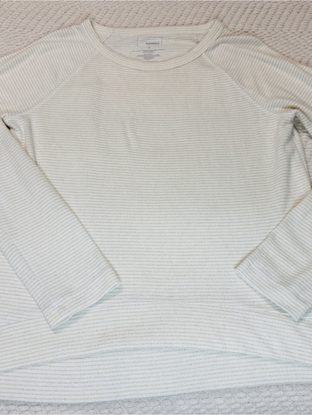 Sonoma Cream Ribbed Long-Sleeve Crewneck Shirt